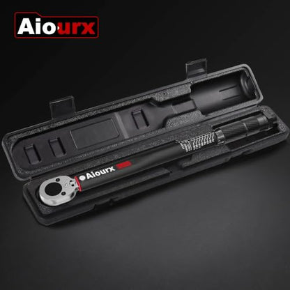 1/2" Drive Click Torque Wrench 8-168 Ft.-Lb, 72 Tooth Dual-Direction Adjustable, Dual Scale, ±3% Accuracy, for Bicycle, Motorcycle, Automotive Repair and Maintenance - size: 1/2"