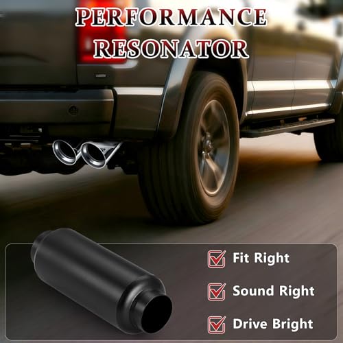 2PCS 2.5" Inlet Exhaust Resonator, 2.5" Outlet 11.5" Overall Length Stainless Steel Performance Muffler, Straight Through Design, Weld-On, Universal for Car Truck, Black - color: Silver, size: 2.5" inlet 11.5" Overall Length(4" wide)-2PCS