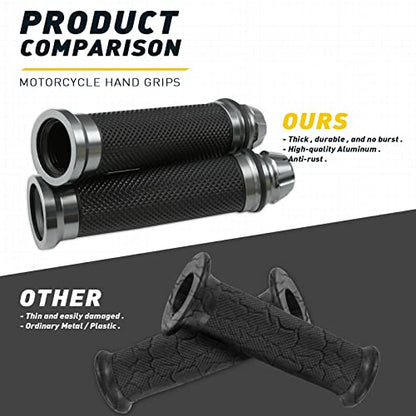 DREAMIZER 2Pcs Motorcycle Handle Grips Rubber Handlebars Universal 22mm Anti-Skid Rubber Handlebars Motorbike - Grey - color: Grey