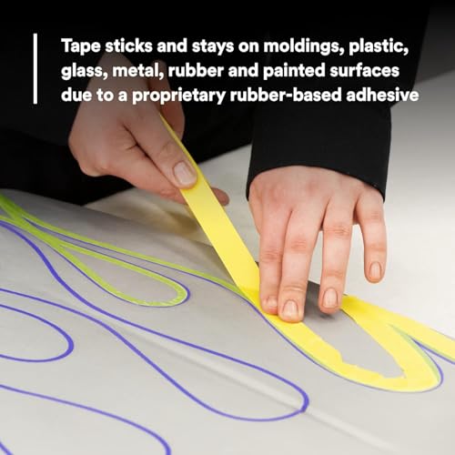 3M Automotive Refinish Masking Tape, 06656, 48 mm x 55 m, 24 Rolls – High-Performance Yellow Crepe Paper Tape for Precise Auto Painting and Detailing