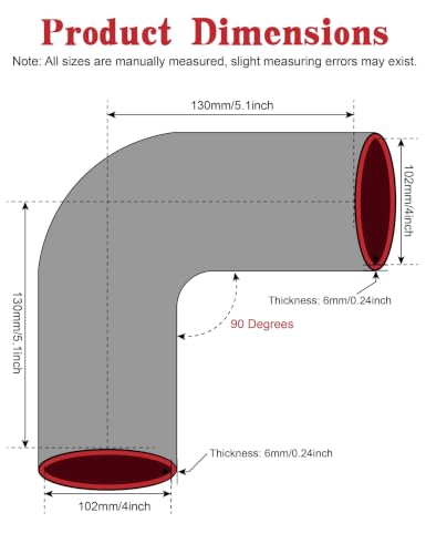90 Degree Elbow Coupler ID 4 Inch 5-ply Silicone Hose&Clamp,3.5"Leg Length - size: 5-Ply ID 4 Inch