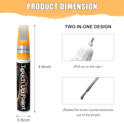 Touch Up Paint Pen for Cars, 2 in 1 Quick Drying Touch Up Pen Lasting Auto Scratch Remover, 0.4 Fl Oz Color Accurate Paint Pens Quick & Easy Solution to Repair Scratches (Silver) - color: Silver