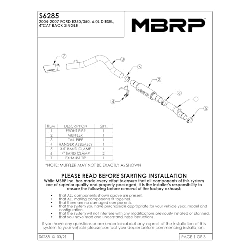 MBRP S6285AL AL 4" Single Side Exit Cat Back