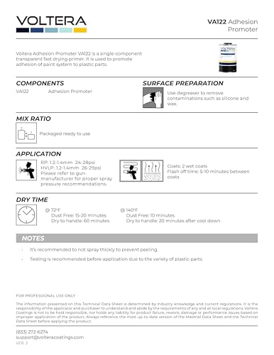 VOLTERA VA122 Automotive Paint Adhesion Promoter, 1 Quart, Multi-Surface Bonding Agent