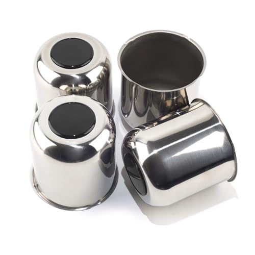 4Pcs 4.25" OD 4.29" H Trailer Wheel Center Caps with Removable Top - color: Mirror + Gloss Black, size: 4.25" OD 4.29" H