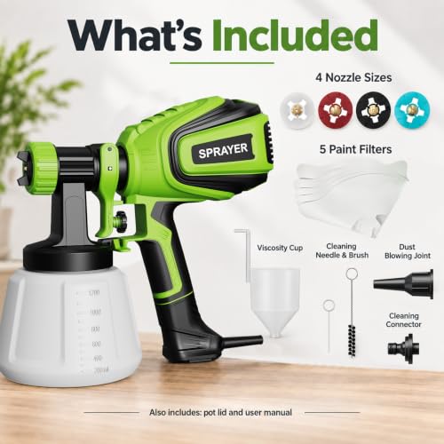 VONFORN Paint Sprayer for House Painting,700W HVLP Spray Gun Easy to Clean - color: Grass Green