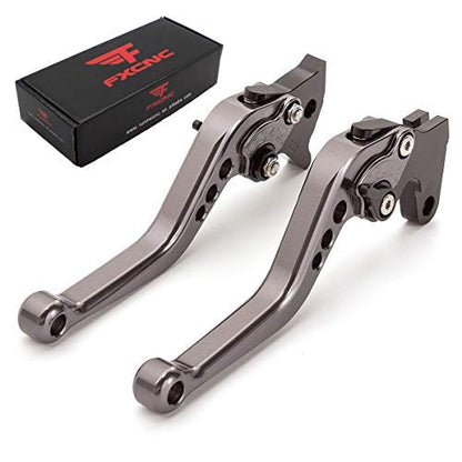 FXCNC Motorcycle Adjustable Brake Clutch Levers Compatible with Continental GT 650, Continental GT 535, 650 Interceptor, C5 and B5, 2017 on Euro - color: Gray Lever with Black Adjuster