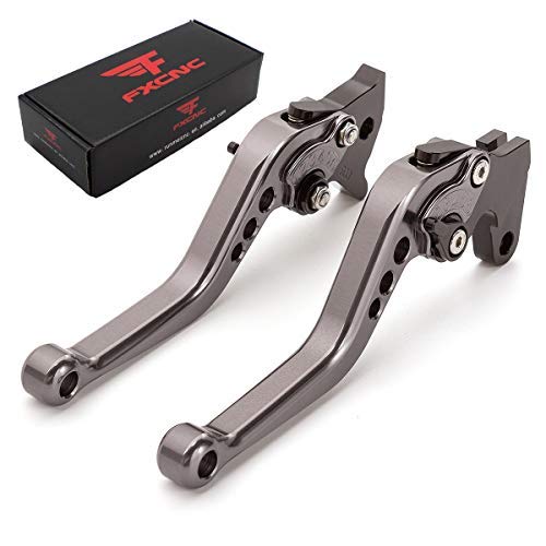 CNC Motorcycle Short Adjustable Brake Clutch Levers Compatible with NC700/NC750 S/X 2012-2015, Fury/VTX1300CX 11-18, VT750 Phantom/Shadow 10-19, Black Spirit 14-16, CMX 500/300 Rebel 2017-2020 - color: Gray Lever with Black Adjuster