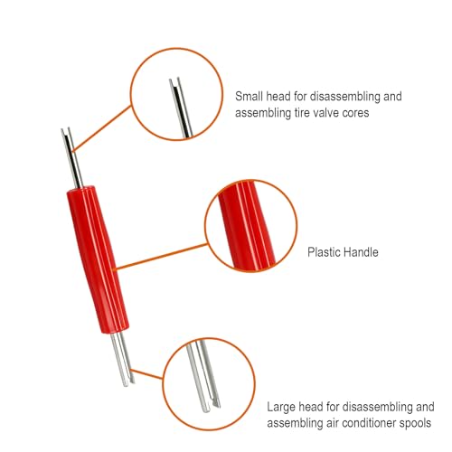 Valve Stem Removal Tool, 20 PCS Valve Cores, 20 PCS Tire Valves Caps, 1 PCS 4-Way Valves Tool, Valve Core Remover Tool with Storage Box Universal for Cars/Motocycle/Bike