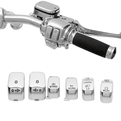 Motorcycle Hand Control Switch Button Cover Cap Kit Fit for Harley 1996-2017 VRSC Sportster,1996-2013 XL & XR,1996-2011 Dyna,1996-2010 Softail and 1998-2001 Road King Models,6pcs (Chrome) - color: Chrome