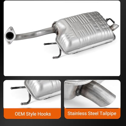 100% Stainless Steel Rear Exhaust Muffler for 2001-2006 Elantra HE01 - size: For 2001-2006 Elantra 2.0L