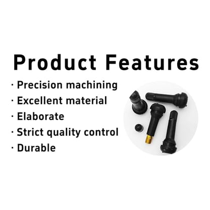 8Pcs TR414 Tubeless Tire Valve Stems, Premium Rubber Snap-in Valve Stems for 0.45" Rim Holes, Universal Fit for Car, Truck, Lawn Mower, Trailer, Leakproof, Easy Installation (Black) - size: TR414