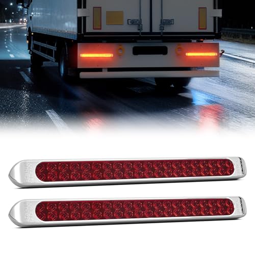 Nilight LED Tail Light 17" Red Running Brake Turn Lights W/Chrome Bezel - color: 2Pcs 17" Red 40LED w/chrome bezel
