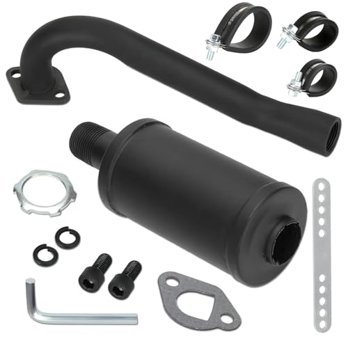FVRITO Exhaust Pipe Muffler Silencer Kit for Non Hemi Predator 212cc 196cc 6.5hp Coleman Powersports KT196 CK196 RTK200 BK200 Go Kart TrailMaster Hammerhead 80T GX160 GX200 Clone Engines Parts Black - color: Black