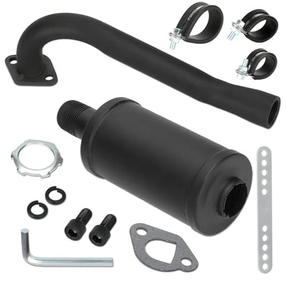FVRITO Exhaust Pipe Muffler Silencer Kit for Non Hemi Predator 212cc 196cc 6.5hp Coleman Powersports KT196 CK196 RTK200 BK200 Go Kart TrailMaster Hammerhead 80T GX160 GX200 Clone Engines Parts Black - color: Black
