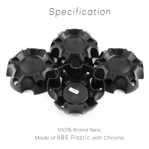 5.55in Wheel Center Caps for Ballistic Center Hubcaps, 4 Pack Glossy Black Center Cover Replacement, 6 lugs - color: Glossy Black