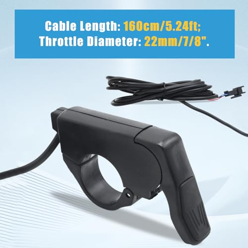 7/8'' 22mm Ebike Thumb Throttle, Electric Scooter Throttle, Electric Throttle Thumb Throttle, Left/Right Hand Thumb Throttle for 36V 48V 60V 72V Electric E-Bikes (SM Plug)