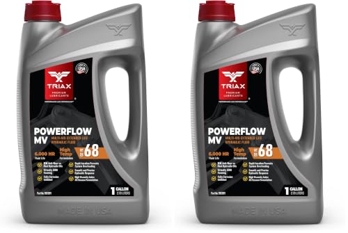 TRIAX Powerflow AW 68 Multi-Viscosity HLP Hydraulic Oil | 6,000 Hour Extended Life | Triple Anti-Wear | True All Season | Pour Point Down to -40F | Virtually Zero Foaming (1 Gallon) (Pack of 2) - size: 1 Gallon (Pack of 2)
