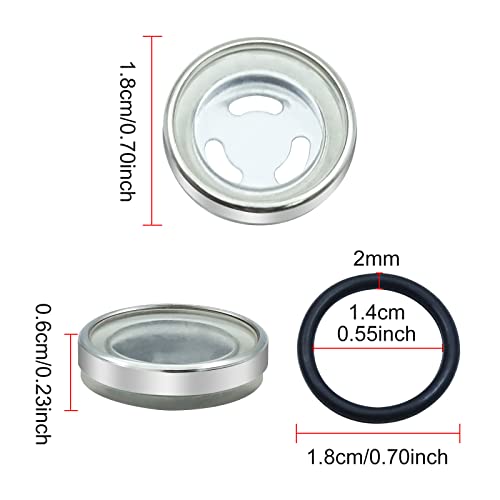 6Pcs Motorcycle Brake Sight Glass 18mm Universal Motorbike Master Brake Cylinder Rear Brake Pump Oil Mirror Sight Lens Gasket Front Rear Replacement