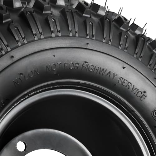 2PCS 16x8-7 ATV UTV Go Kart Tires and 7" Wheels 4 Lug Rims with 24T Spline Rear Axle Wheel Hubs, 200/55-7 16x8.00-7 Tubeless All Terrain Tires for Quad Bike Mini Bike Lawn Mower Yard Tractor Trike