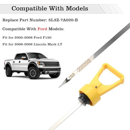 5L3Z-7A020-B Transmission Fluid Level Indicator Dipstick, Compatible with Ford F150 2005-2008 Lincoln Mark LT 2006-2008 5.4L 3V V8 4R70W - size: 5L3Z-7A020-B