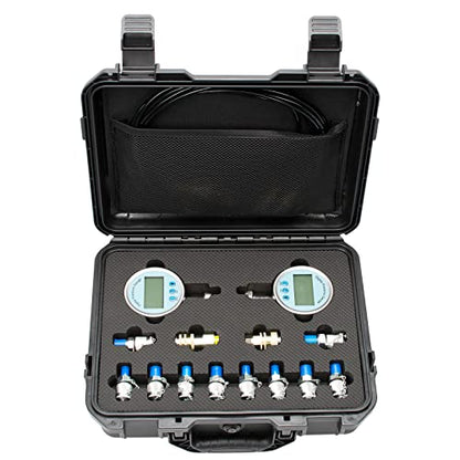 Digital Hydraulic Pressure Test Kit, Hydraulic Pressure Gauge Tester Set with 2 Digital Gauges (16MPa/80MPa) - size: 17PCS: 2 Digital Gauges