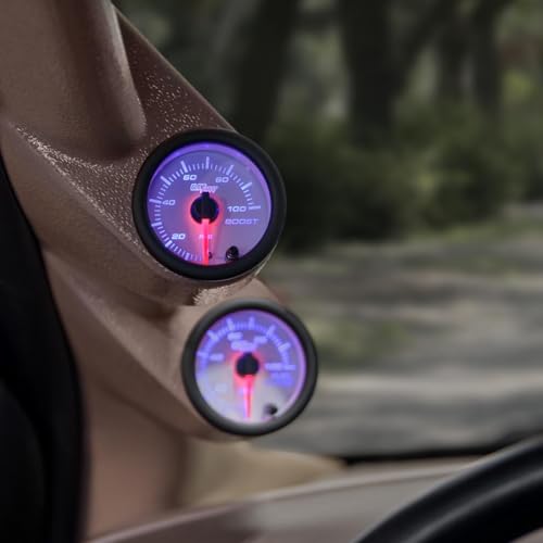 GlowShift White 7 Color 100 PSI Diesel Boost Gauge Kit, 2-1/16" 52mm