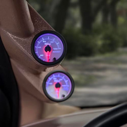GlowShift White 7 Color 100 PSI Diesel Boost Gauge Kit, 2-1/16" 52mm