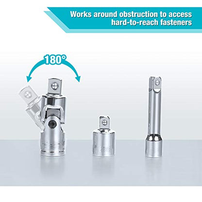 DURATECH 22-Piece Drive Tool Accessory Set with Extension Bars & Adapters