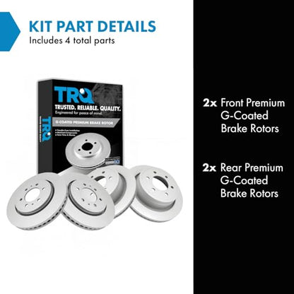 TRQ Front & Rear Brake Rotors Set Premium G-Coated - style: BRA15442