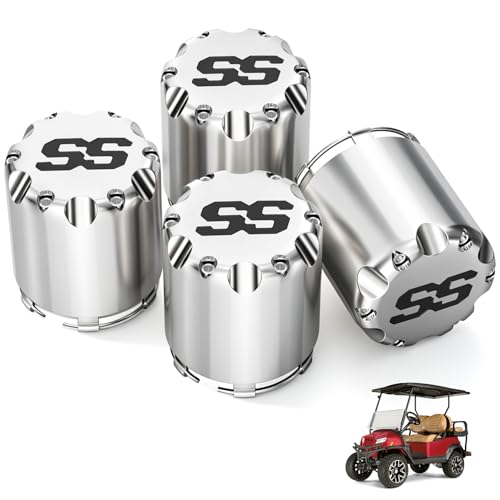 DRIVE UP Golf Cart SS Center Caps, Golf Cart ITP SS Wheel Center Hub Cap for Club Car EZGO Yamaha Models Wheel, 4 Packs - color: Sliver