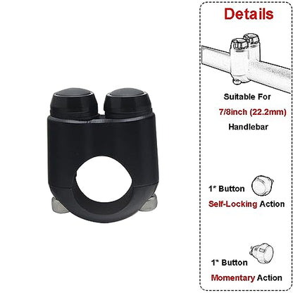 2 Buttons CNC Hand Control Momentary Switch Micro Switch, - size: 7/8 Inch Black