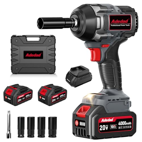 High Torque Impact Wrench 886Ft-lbs 1/2 Inch Cordless Impact Gun - color: Grey