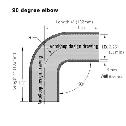 2.25" ID 90 Degree Elbow Silicone Coupler Hose with Clamps Black - color: Black, size: 2.25" (57mm)