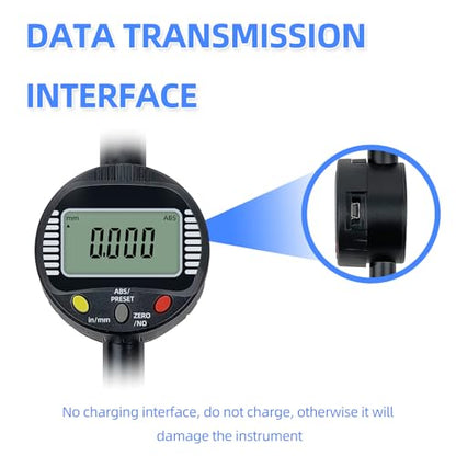 Digital Dial Gauge,with A Range of 50.8mm/2 in,Dlectrical Digital Indicator Graduation of 0.001mm,Metric and Imperial Measure Tool.Electronic Dial Gauge for Bearing Measurement and CNC Machine - size: 2 in/0.001