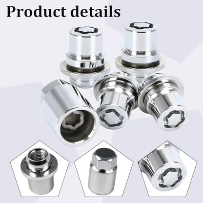 M12 x 1.5 Wheel Lock Lug Nut Set, 4PCS Vehicle Tire Lock and 1PC Key