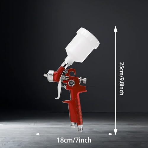 Mini HVLP Air Spray Gun, Touch Up Paint Guns with 0.8/1.0mm Nozzles - color: Red