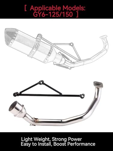 motorcycle muffler,front-section bracket，Stainless Exhaust Muffler System, Header Pipe Link Tube Compatible with GY6 Exhaust, GY6 150cc Exhaust &125cc, for Street Sport Motorcycles Scooters