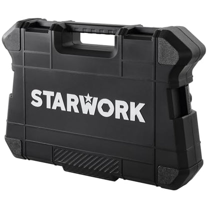 STARWORK TRUE MECHANIC 303-Piece Mechanics Tool Set and Socket Set, 1/4", 3/8", 1/2" Drive, Professional, SAE/Metric - color: Black