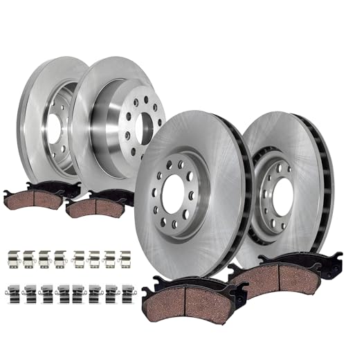 Detroit Axle - 8pc Brake Rotors Ceramic Brake Pads for 18-23 Jeep Wrangler - size: 8PR53615/KIT