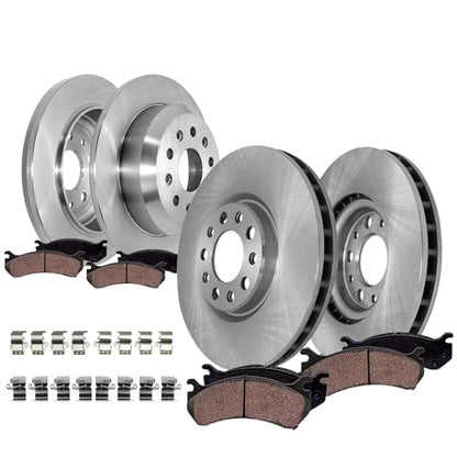 Detroit Axle - 8pc Brake Rotors Ceramic Brake Pads for 18-23 Jeep Wrangler - size: 8PR53615/KIT
