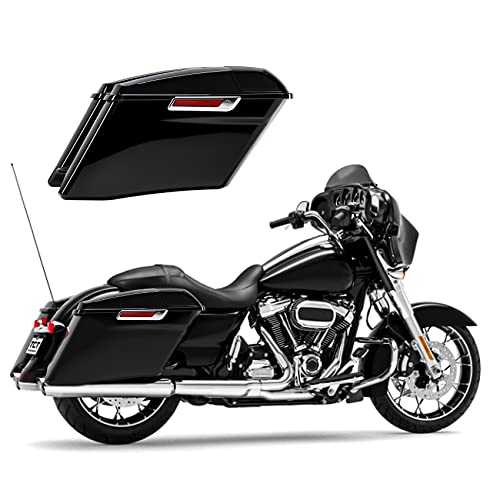 TCT-MOTORPARTS 4" Extended Hard Saddlebags Fit for Harley CVO Touring Road King FLHR Road Glide Street Electra Glide Ultra-Classic 2014-2024 - color: Vivid Black w/ Chrome Latches