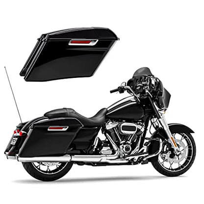 TCT-MOTORPARTS 4" Extended Hard Saddlebags Fit for Harley CVO Touring Road King FLHR Road Glide Street Electra Glide Ultra-Classic 2014-2024 - color: Vivid Black w/ Chrome Latches