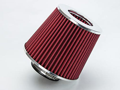 Rtunes Racing 2.75-Inch 70mm Washable Dry Clamp-On Cone Air Filter, Red - size: Standard 2.75"