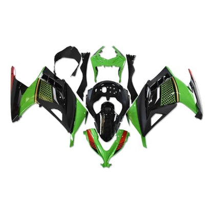 US STOCK Green Black Red Fairing Fit for Kawasaki Ninja 2013-2017 EX300 - color: 009 Green Black Red