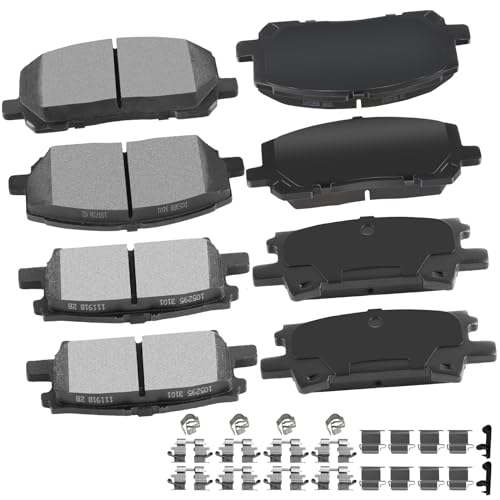 cciyu D996 D884 Brake Pads w/Hardware Front Rear Disc Brake Pad Set - size: Front[D884] + Rear[D996]