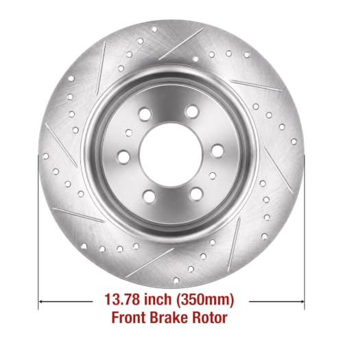 HUSCH Ceramic Brake Pads and Drilled and Slotted Brake Rotors Fit for Ford - size: Drilled&Slotted-54153+D1414