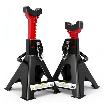 YATOINTO Jack Stands 3 Ton (6,600 LBs) with Double Pin Locking, Car Jack Stand 11.22"-16.54" Adjustable with Rubber Pads, Jack Stands for Trucks,Home,Garage, SUV, Pickup,Car,UTV/ATV,1 Pair - color: Black+Red, size: 3 Ton Double Pin Locking with Rubber Pad