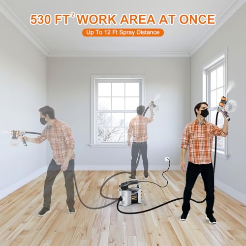 Paint Sprayer - BATAVIA 700W HVLP High Power Spray Paint Gun with 6FT Air Hose, 4 Nozzles & 3 Patterns, Paint Gun for House Painting, Furniture, Cabinets, Fence, Home Improvement