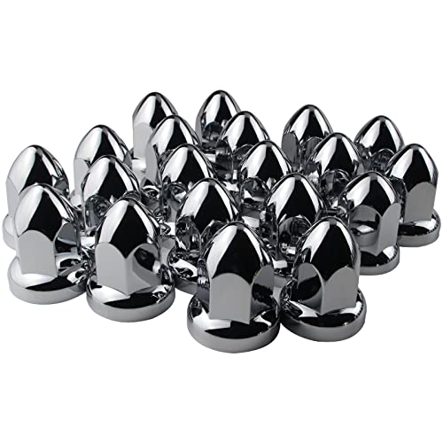iBroPrat 33mm Chrome Lug Nut Covers Push On ABS Plastic Bullet Flanged 40PC - size: 40PCS
